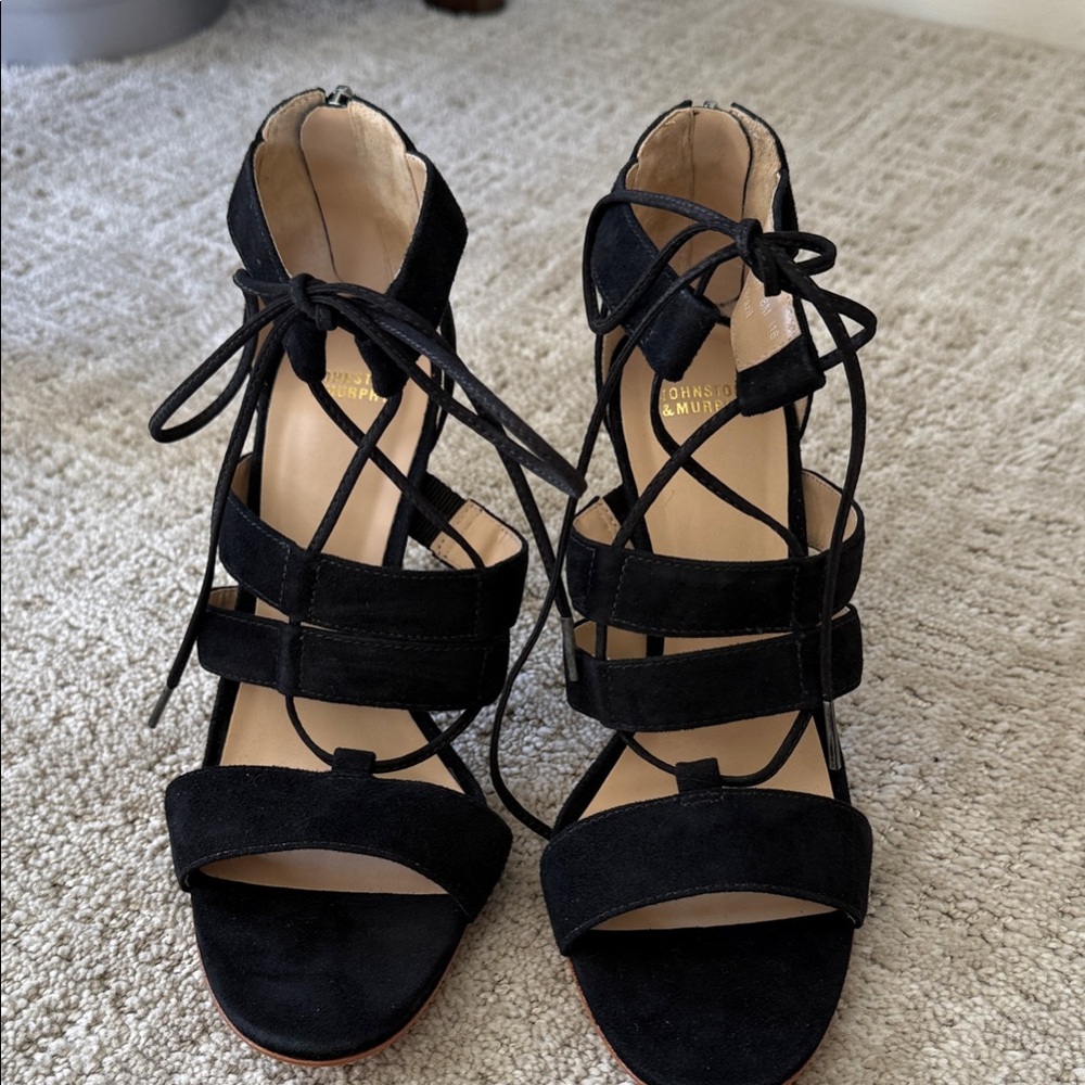 Johnston & Murphy Black Strappy Heels